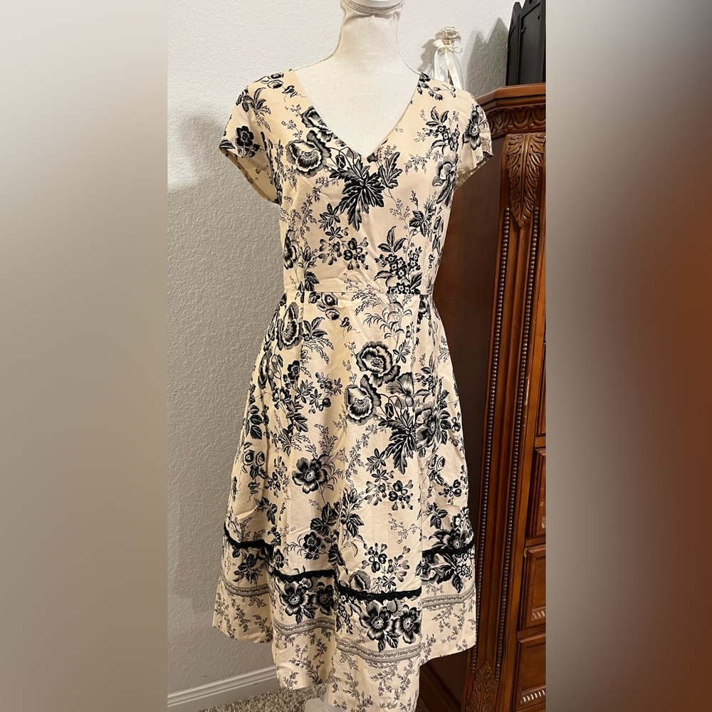 Positive Attitude Floral Black and Cream Dress